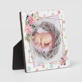 ベビー生まれたばかりのガールフローラカスタム写真 フォトプラーク (正面)