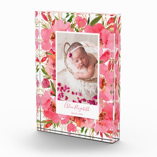 ベビー生まれたばかりのガールフローラカスタム フォトブロック (右)