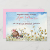 ベビー生まれたばかりのガールプリンセスクラウンアナウンスメントカード 案内状 (正面/裏面)