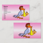 ベビー生まれたばかりのガール到着 – A Stork Delivery 名刺 (正面/裏面)