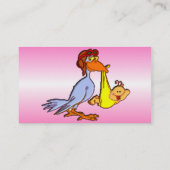ベビー生まれたばかりのガール到着 – A Stork Delivery 名刺 (裏面)