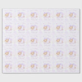 ベビー生まれたばかりのガール名パープルラベンダーベア ラッピングペーパー (フラット)