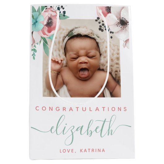 ベビー生まれたばかりのガール抱き枕 ミディアムペーパーバッグ (正面)