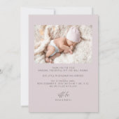 ベビー生まれたばかりのガール薄紫サンキューフォト誕生 案内状 (裏面)