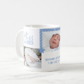 ベビー生まれたばかりの写真コラージュ、モノグラム、誕生統計 コーヒーマグカップ (正面左)