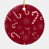 ベビー生まれたばかりの初めてのクリスマス写真キャンディーケーンスノー セラミックオーナメント (裏面)