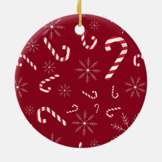 ベビー生まれたばかりの初めてのクリスマス写真キャンディーケーンスノー セラミックオーナメント (裏面)