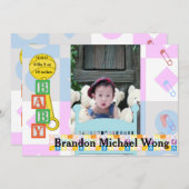 ベビー生まれたばかりの誕生写真妊娠告知 招待状 (正面/裏面)