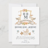 ベビー生まれたばかりの誕生発表モノグラムストーク 招待状 (正面)