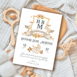 ベビー生まれたばかりの誕生発表モノグラムストーク 招待状