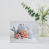 ベビー生まれたばかりの誕生発表写真ありがとう ポストカード (スタンド正面)