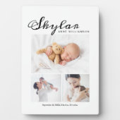 ベビー生まれたばかりの誕生統計フォトコラージホワイト フォトプラーク (正面)