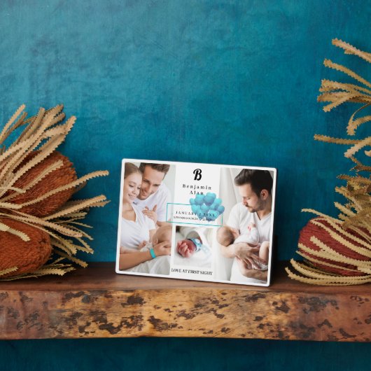 ベビー生まれたばかりの誕生統計フォトコラージモノグラムPl フォトプラーク (側面)