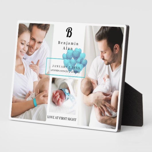 ベビー生まれたばかりの誕生統計フォトコラージモノグラムPl フォトプラーク (側面)