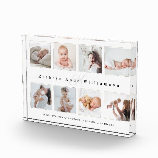 ベビー生まれたばかりの誕生統計フォトコラージュ&モノグラム フォトブロック (右)