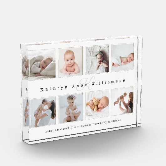 ベビー生まれたばかりの誕生統計フォトコラージュ&モノグラム フォトブロック (左)