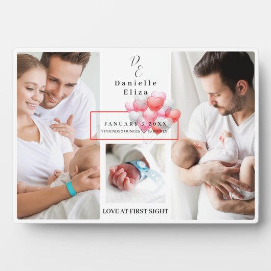 ベビー生まれたばかりの誕生統計フォトコラージングモノグラム フォトプラーク (正面)
