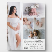 ベビー生まれたばかりの誕生統計5枚フォトコラージュ フォトプラーク (正面)