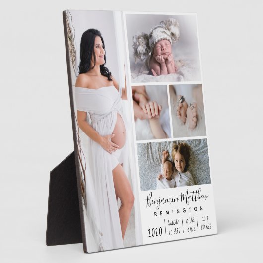 ベビー生まれたばかりの誕生統計5枚フォトコラージュ フォトプラーク (側面)