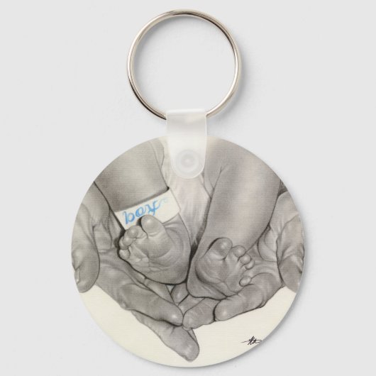 ベビー生まれたばかりの足ハンズキーチェーン キーホルダー (正面)