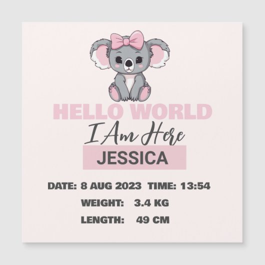 ベビー生まれ詳細 (正面)