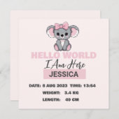 ベビー生まれ詳細 案内状 (正面/裏面)