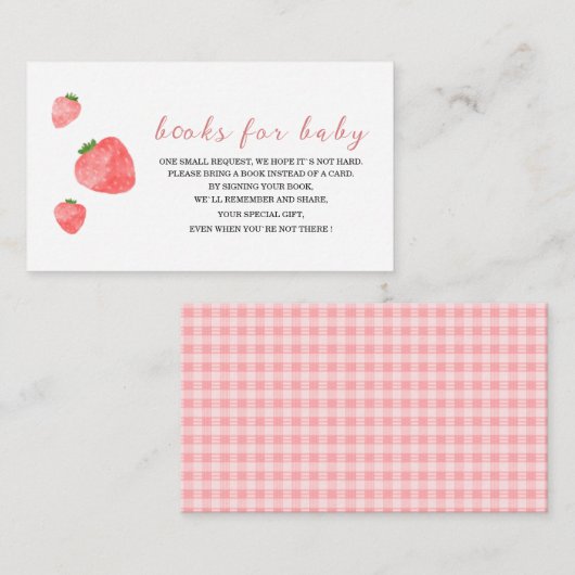 ベビー用いちご水色ベビーシャワーブック エンクロージャーカード (正面/裏面)