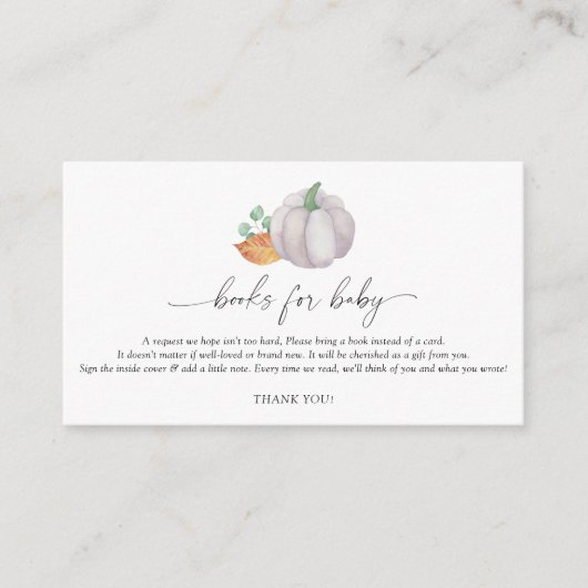 ベビー用のエレガント白いカボチャ本 エンクロージャーカード (正面)
