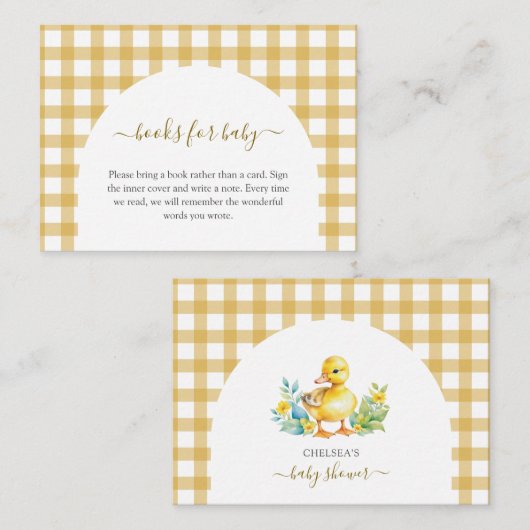 ベビー用の小さなアヒルのアヒル赤ちゃんシャワー本 エンクロージャーカード (正面/裏面)