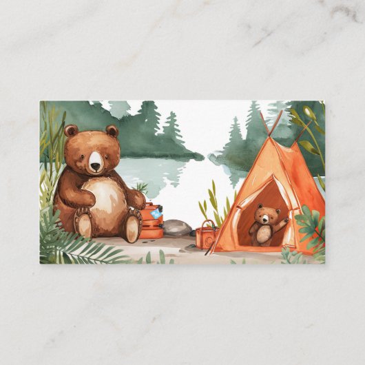 ベビー用の小さなキャンパーベア赤ちゃんシャワー本 エンクロージャーカード (裏面)