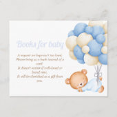 ベビー用の小さなテディバルーン赤ちゃんシャワーブック エンクロージャーカード (正面)