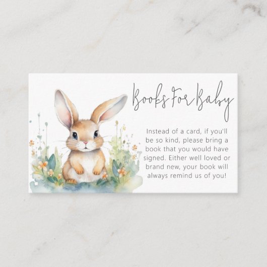 ベビー用の小さなバニーの赤ちゃんシャワーブック エンクロージャーカード (正面)