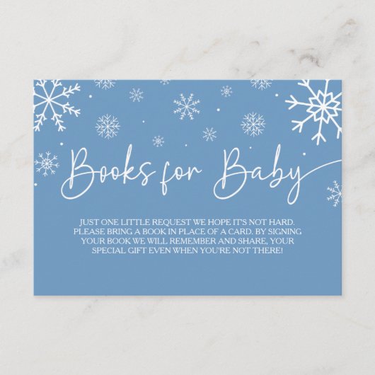 ベビー用の小さな雪の結晶の赤ちゃんシャワーブック エンクロージャーカード (正面)