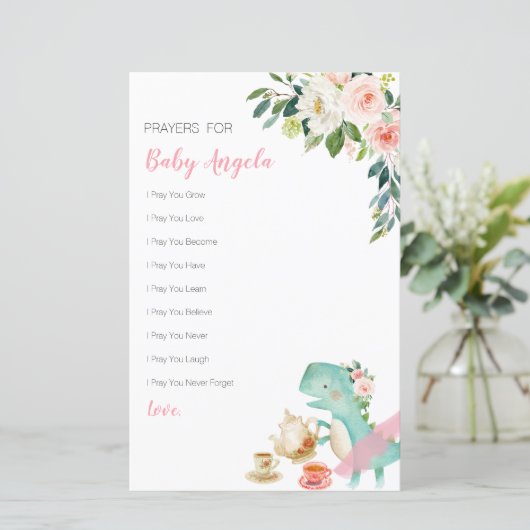 ベビー用の恐竜の茶パーティーフローラ祈りの言葉 (スタンド正面)