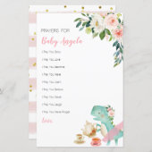 ベビー用の恐竜の茶パーティーフローラ祈りの言葉 (正面/裏面)