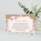 ベビー用の書籍、フローラのBurlapブックの要求の挿入 招待状 (スタンド正面)