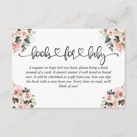 ベビー用の本ベビーシャワーフローラ水彩鹿 エンクロージャーカード (正面)