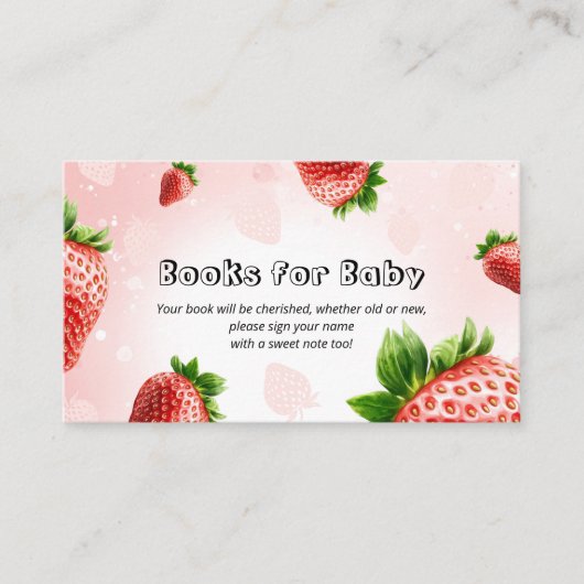 ベビー用の本 – Strawberry Baby Shower Card エンクロージャーカード (正面)