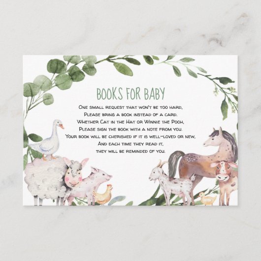 ベビー用の水彩養殖動物の本 エンクロージャーカード (正面)