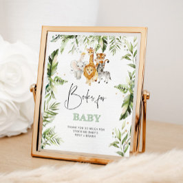 ベビー用の水色のサファリ動物の本 ポスター