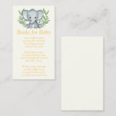 ベビー用の緑の象の赤ちゃんシャワーブック エンクロージャーカード (正面/裏面)
