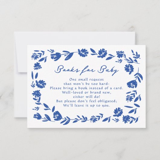 ベビー用の青お洒落手描き花本 出欠カード (正面)