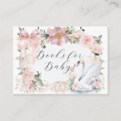 ベビー用エレガント白鳥ピンクリボンフローラ エンクロージャーカード (正面)