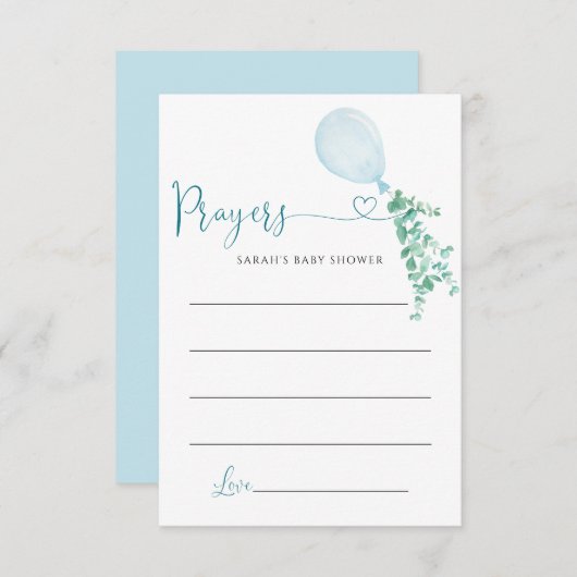 ベビー用グリーンバルーン祈りの言葉 エンクロージャーカード (正面/裏面)