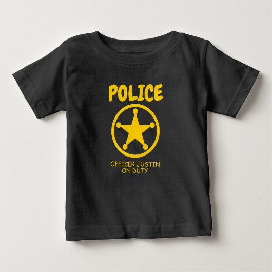 ベビー用シャツにデューティバッジ付きのかわいい警察官 ベビーTシャツ (正面)