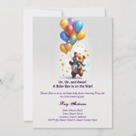 ベビー用テディベア風船ベビーシャワー招待状 招待状