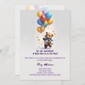 ベビー用テディベア風船ベビーシャワー招待状 招待状 (正面/裏面)