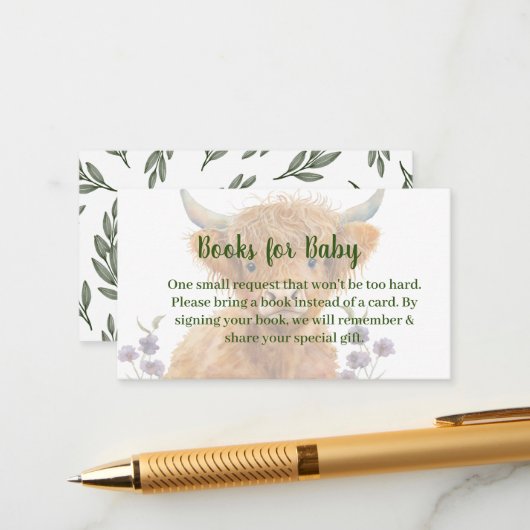 ベビー用ハイランド牛の緑の本 エンクロージャーカード (正面/裏面インサイチュ)