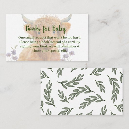 ベビー用ハイランド牛の緑の本 エンクロージャーカード (正面/裏面)