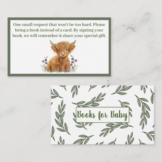 ベビー用ハイランド牛の緑の本 エンクロージャーカード (正面/裏面)